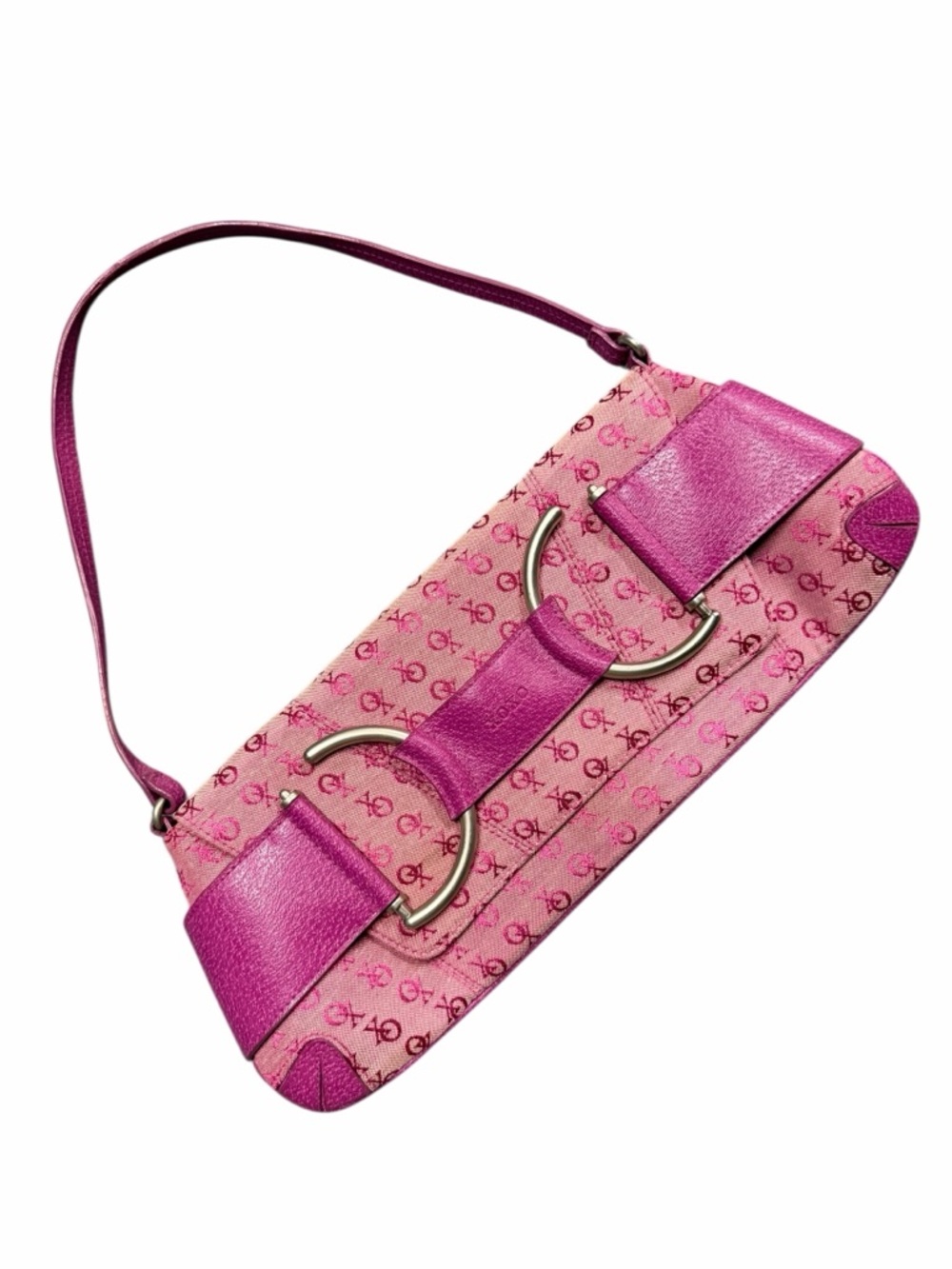 XOXO Pink Patterned Shoulder Bag with Fuchsia Accents